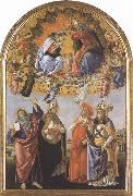Coronation of the Virgin,with Sts john the Evangelist,Augustine,jerome and Eligius or San Marco Altarpiece (mk36) Sandro Botticelli